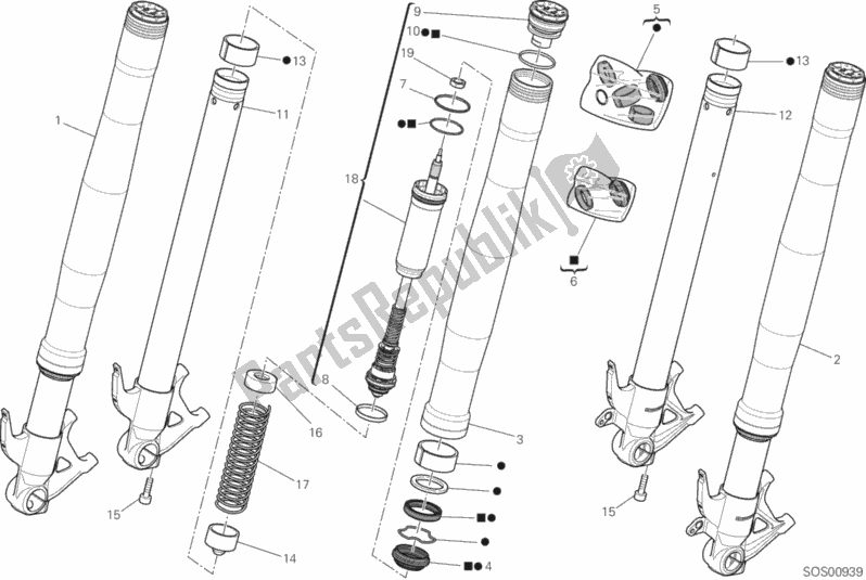 Wszystkie części do Przedni Widelec Ducati Superbike Panigale V4 Thailand 1100 2020 Wszystkie części do Przedni Widelec Ducati Superbike Panigale V4 Thailand 1100 2020